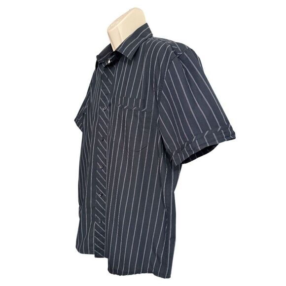 American Rag Cie Black and White Striped Button Down Shirt Size L - Picture 3 of 9